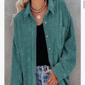 Oversized Teal Corduroy Shacket from Amazon (teal)